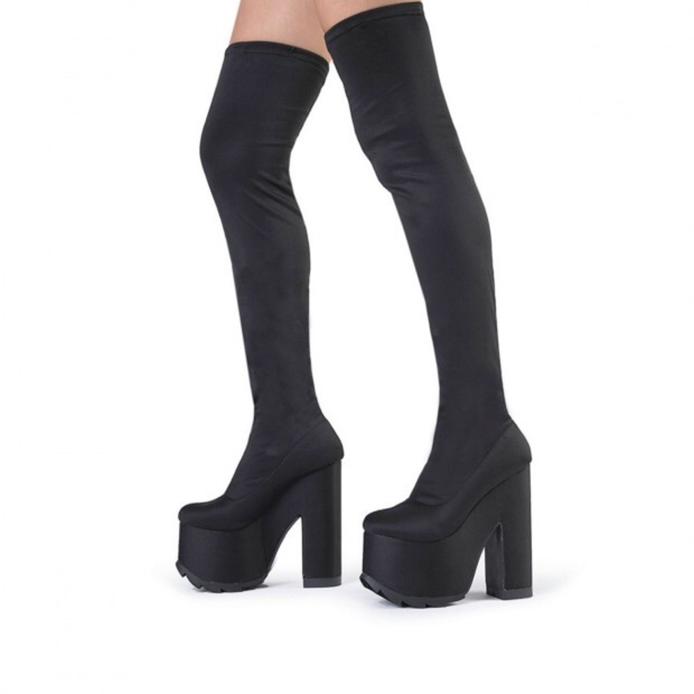 YRU LABRYNTH THIGH HIGH PLATFORM BOOTS